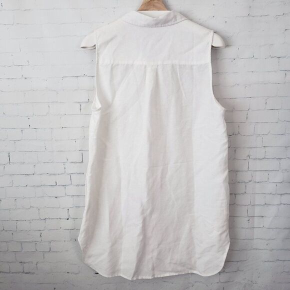Onia Air Linen Shirt Dress Size XL White Button Front NEW Sleeveless Coastal - Picture 7 of 9
